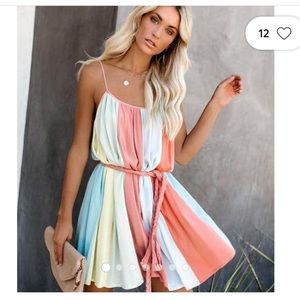 VICI SUGAR SPUN COLOR BLOCK ROPE TIE DRESS